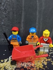 LEGO ®-3 Minifiguren Town City Set 4206 mit Schubkarre Bauarbeiter, Construction