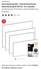 HEIDENFELD Infrarotheizung 1000 W Wand Decke Elektroheizung HF-HP110 App- Steue.