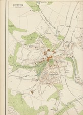 KARTE "Buxton" aus dem Royal Atlas of England & Wales 35 cm x 23 cm; - wunderschön