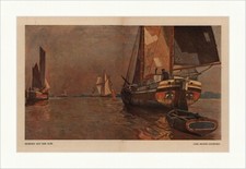 Morgen auf der Elbe Carl Becker Hamburg Segelschiff Boot Fluss Jugend 2176