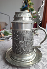 Zinn Krug mit Deckel verziert