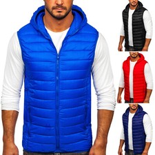 Weste Steppweste Bodywarmer Übergangs Kapuze Ärmellos Zip Herren BOLF Unifarben