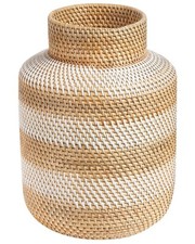 Dekorative Vase geflochtenes Rattan, Beige und Weiß natürlicher Stil Renun