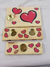 3 X HANDGEFERTIGTE HOLZHERZEN