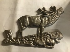 HIRSCH METALL GUSS DEKO CA. 23 X 16 CM WAND DEKO KAMIN DEKO