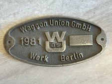 Original Waggon Union Berlin Alu Guss Relief Schild Bahn Reichsbahn 1981 #K1