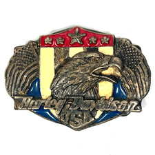 Rare Original 80s Vintage Harley Davidson Belt Buckle Metal & color USA Eagle