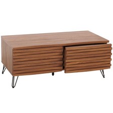 B-Ware Couchtisch MCW-M49, 2 Schubladen MDF 46x110x55cm, Walnuss-Optik