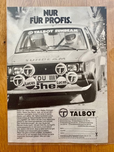 Talbot sunbeam lotus rallye - lotus,