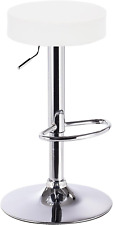 1x Barhocker Höhenverstellbarer dreh Chrom Fußstütze Weiß Kunstleder f20ws1