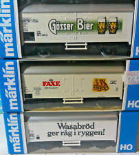 3 x Güterwagen Bierwagen Gösser Faxe Wasabrod Märklin 4565 4566 4567 Spur H0 OVP