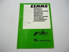 Claas WS330 S D Schwader Ersatzteilliste Spare Parts List 1989