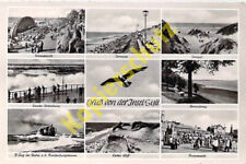 Sylt AK Promenade Inselbahn Badeleben Ansichtskarte 50er Jahre