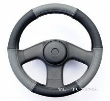 Lenkradbezug GRAU-SCHWARZ Teil Perforiert ECHTES LEDER Lenkradhülle Ø 37-39