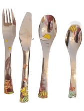 Auerhahn Kinder Besteck Set 4-teilig Metall Mehrfarbig mit Tiermotiven