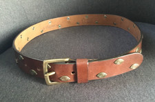 Elégance Paris Nieten Gürtel braun Gr. 70 Breite 3 cm echt Leder Messing Italy