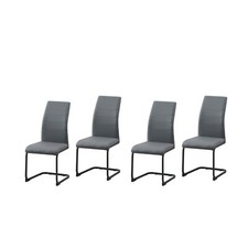 Schwingstuhl 4er Set PU grau SallyP Freischwinger Esszimmerstuhl Kunstleder HTI-