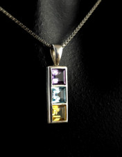 Anhänger Silber 925 Amethyst Citrin Topas - modern & schön funkelnd