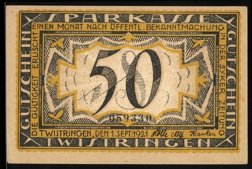 Notgeld twistringen 1921 50 - 1921,,