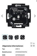Busch-Drehdimmer UP, R, 60-600 W Bedienung mit Dreh-/Druckknopf 230 V 60 600 VA