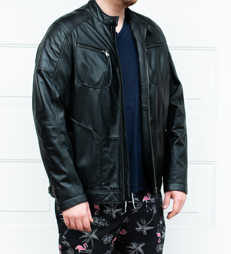 Schwarze herren lederjacke - schwarze, im