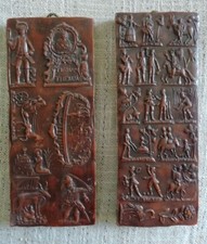 2 schöne alte Wachsmodel Model ca. 25x10x1,8cm mit Aufhänger