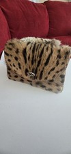 Leder Clutch Handarbeit mit Leopardenmuster Fell Vintage 60er Jahre Rockabilly