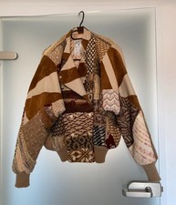 Vintage Tauros Creation Patchwork Bomberjacke 80s in Greece Leder Strick Unikat