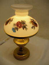 Vintage Tischlampe Antik Stil Tischleuchte Glasschirm Blumen Rosen Enzian Dekor