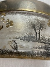 Daum Nancy kleines Rundes Sammlerstück Jugendstil Landschaft Vogel Signiert