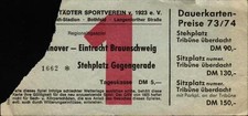 Ticket Regionalliga Nord 73/74 OSV Hannover - Eintracht Braunschweig