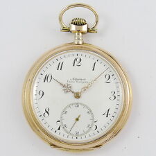 Alpina Union Horlogere Taschenuhr in 14ct Gold - 3 verschraubte Chatons - 1900