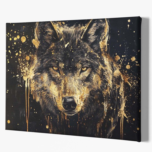 Goldener wolf abstract art - abstract,