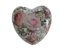 Clayre& Eef Deko Herz 11x11x4cm weiß rosa Keramik Blumen Landhaus Rosen Shabby