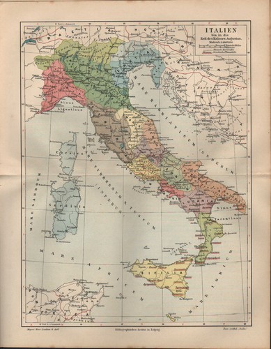 Landkarte map 1908 italien - 1908:,