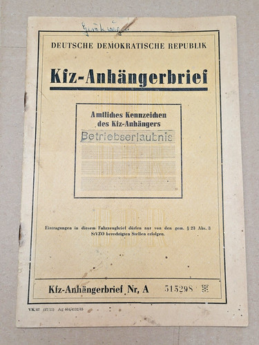 Kfz anhängerbrief - kfz,