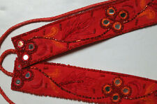 Gürtel zum Binden, Damengürtel, Pailletten Spiegel Stickerei rot, S M L, NEU