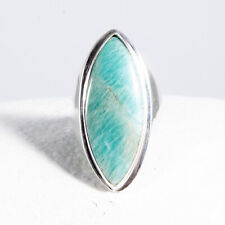 925 Sterlingsilber, Sehr edler, massiver, großer Silberring, Ring, Amazonit, 58