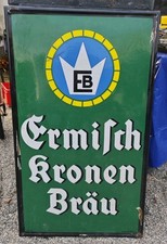 Emailschild Ermisch Kronenbrauerei Ferro-Email Reklame Werbung Bier 