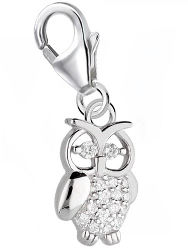 Zirkonia eule charm 925 - zirkonia,