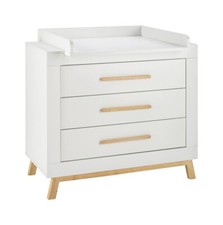 Wickelkommode mit 3 Schubladen- Wickeltisch Wickelaufsatz-Weiß/Natur