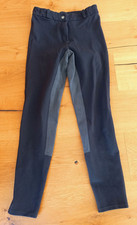 FOUGANZA Reithose 180 Vollbesatz Kunstleder Kinder schwarz/grau Größe 162