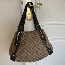 Gucci Pelham Vintage Tasche aus beigem GG Monogramm-Canvas mit Lederdetails