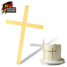 Tortendeko Kommunion Kreuz Gold Cake Topper Taufe Acryl 10x7cm Kuchendeko Erstko