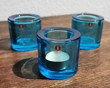 3 x Stück Kivi Marimekko Iittala Blau Türkis Teelicht Halter 1998