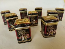 9x Tee Dosen Blechdosen gold mit Deckel Asia Japan Style Gewürzdosen 70er 80er