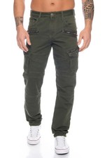 Cipo & Baxx Jeans Herren Cargo Slim Stretch Hose 424 Schwarz Khaki Freizeithose