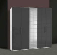 Kleiderschrank Level Schlafzimmerschrank 250x58x236cm weiß glasgrau Spiegel (176