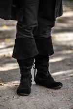 Mittelalter Wikinger Pirat LARP Stiefel Schuhe Geoffrey Leder schwarz braun