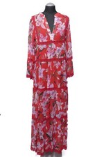 Jadicted Maxikleid langes Kleid Lilly M rot floral transparent langarm Neu